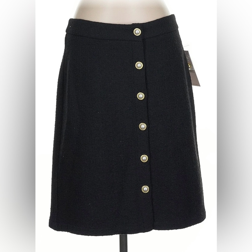 NWT NANETTE Nanette Lepore Black Button Down Skirt